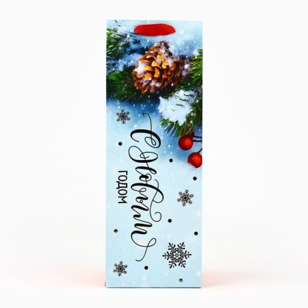 Package New Year's laminated for the bottle "Snow Forest", 13 x 36 x 10, New Year-1