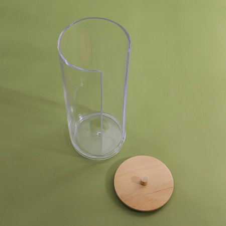 Organizer for storing cotton pads, with a lid, D 6.5 × 18 cm, in a cardboard box, the color is transparent/brown-6