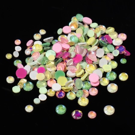 Rhinestones for "neon" decor, multi -sized, glow in the dark, multi -colored-5