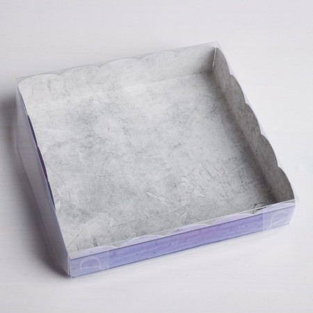 Cookie box, confectionery packaging with PVC lid, Happy Day, 15 x 15 x 3 cm-1