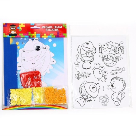 Set for creativity: EVA applique with crumbs and coloring - stickers "Sea inhabitants"-1