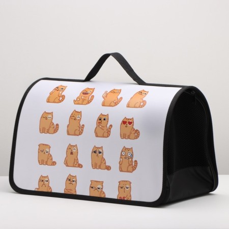 Bag - Frame -45 x 25 x 30 cm, white with cats.-5
