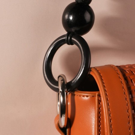 Handles for a bag, 2 pcs, waxed cord/tree, 44 × 4 cm, black color-4