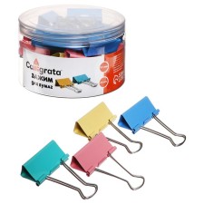 A set of paper clamps, colored, 41 mm, 24 pieces, 4 colors, in a plastic tube, mix