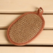 A washcloth from nettles (rami), oval with cotton, 14.5x9.7 cm
