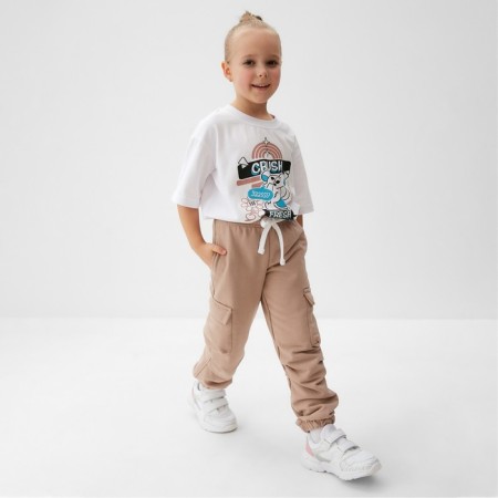 Children's pants Minaku, beige color, height 152 cm-5