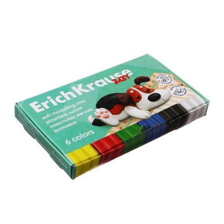 Soft plasticine (wax) 6 colors, 78 g, Erichkrause "Baby", with a stack, on a vegetable basis, with aloe vera, euro suspension-4