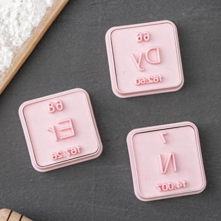 A set of recesses for marzipan and test "Mendeleev table", 3 pcs, pink color