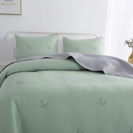 A set with a blanket "Jacqueline", size 230x250 cm, 50x70 cm - 2 pcs, green color-8