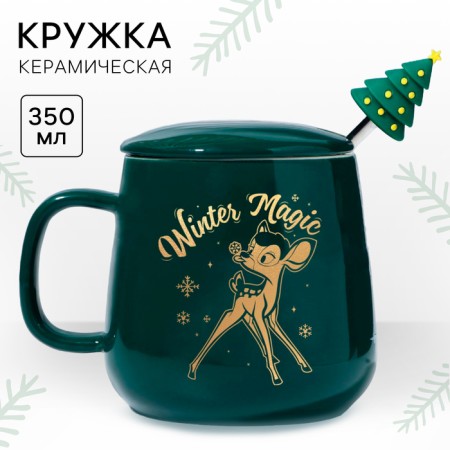 A mug with a spoon "Winter Magic" Bambi, 350 ml