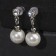 Earrings with pearls "Bride" beads d = 1, with rhinestones, white color