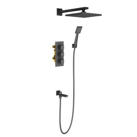 The shower system TIMO Tetra-Thermo SX-0199/03SM, built-in, tropical shower, watering can, black