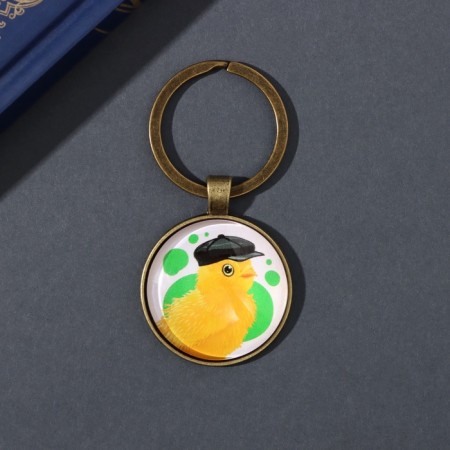 Trick Glass, Metal "Circle. Chipper in a leather cap" D = 3 cm