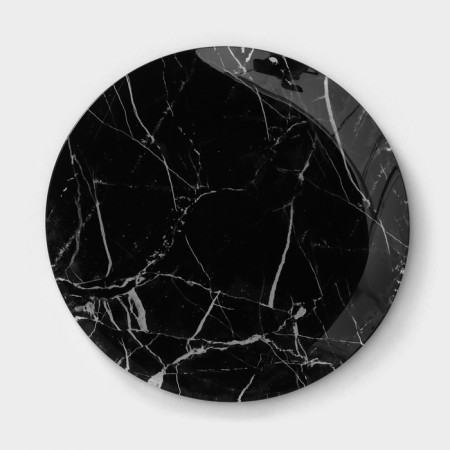 Set of table "marble", 7 objects: plate d = 30 cm - 1 pc, d = 21.5 cm - 6 pcs, black color is black-1