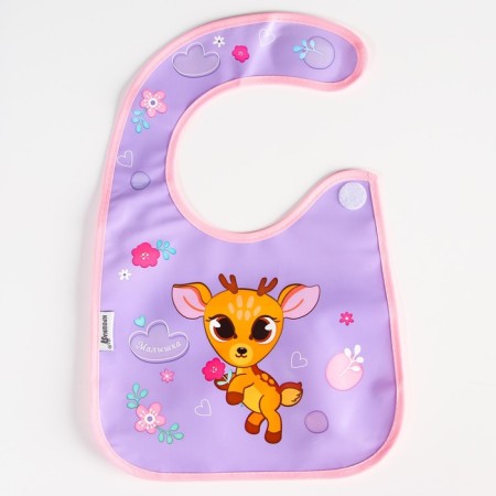 Bibslate for feeding "deer" waterproof on Velcro, with a pocket