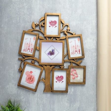 Photo frame in 7 photos 7x7 cm, 7x10 cm, 8x10 cm "Wish Tree" Bronze 36x31 cm