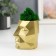 Kashpo concrete "head" with moss height 8.5 cm gold (moss green stabilized)