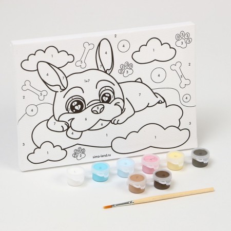 Picture on numbers for children "Puppy on a cloud", 21 x 15 cm-3