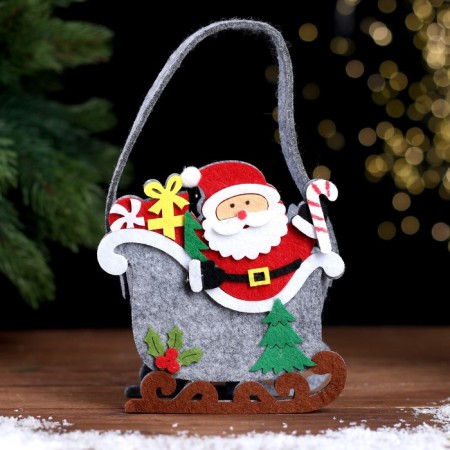 New Year's basket for decor "Santa Claus and Sani" 13 × 7 × 19 cm