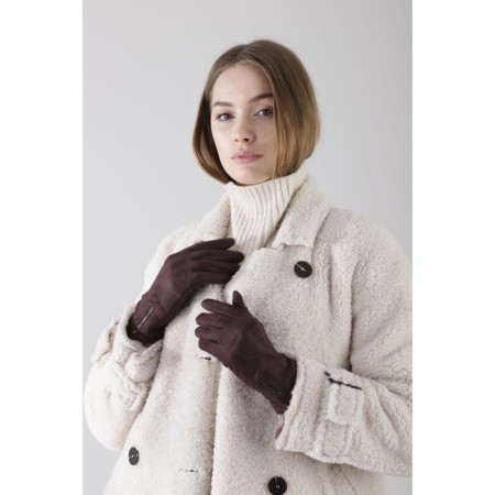 Female gloves, size 8.5, without insulation, brown color-1