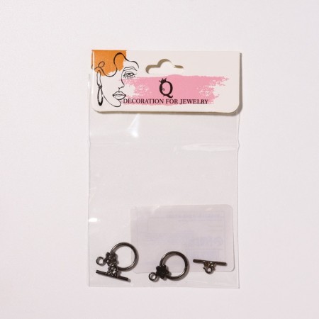 Castle-Toggl "Flower" with leaves, 21 × 14 mm (set 2 pcs.), The color of black silver-4