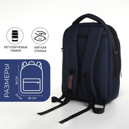 Backpack - male bag, textiles, blue color-2