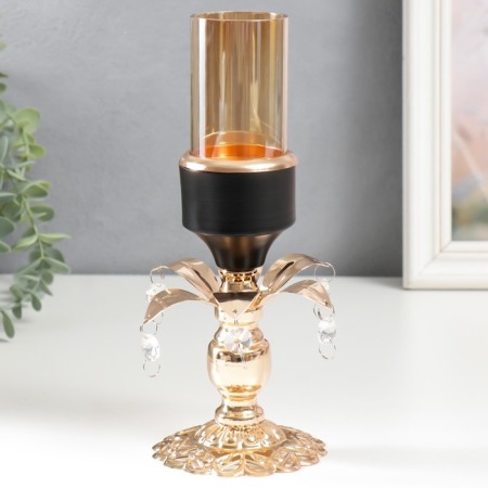 Summary Metal for 1 candle "Flower. Openwork stand" gold, black 22x9.5x9.5 cm-2