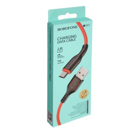 Cable Borofone BX63, microUSB - usb, 2.4 a, 1 m, tpe braid, red-5