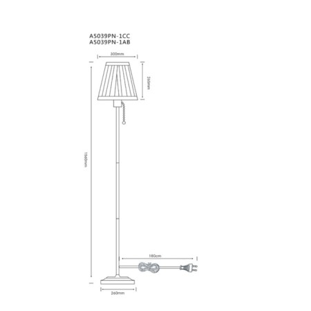 The floor lamp Marriot A5039PN-1AB, E27, 60 W, 30x30x156 cm, bronze-1