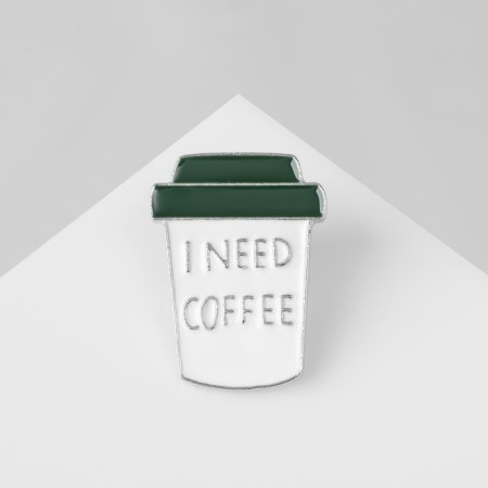 Icon "I need coffee", the color is white-green in silver-1
