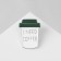 Icon "I need coffee", the color is white-green in silver