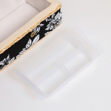 Casket for needlework "White flowers on black" 9.5x19.5x13 cm-3