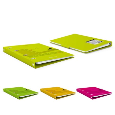 A notebook on the rings A5, 80 sheets in the Erichkrause "Neon", a plastic cover on the button, an offset unit, whiteness is 100%, mix-9