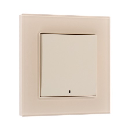 Tot Matte Glass switch, 10 a, 1 cl., With backlight, hidden, glass, beige-1