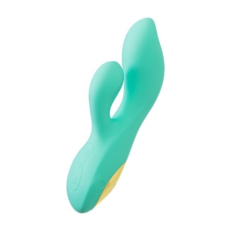 Vibrator with double stimulation Eromantica Vivian, 20 cm, silicone, mint color-6