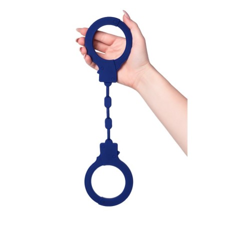 Handcuffs, silicone, blue, 33 cm-2