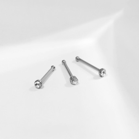Piercing in the nose straight, set 40 pcs., L = 10 mm, white color in silver-2