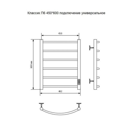 Electric towel "Sanprise" Classic P6, 450x600 mm, left/right, chrome-3