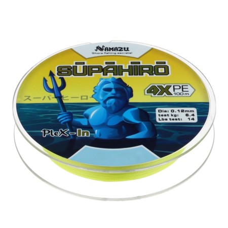 Namazu Supahiro 4x -wicker cord 4x, diameter 0.12 mm, test 6.4 kg, 100 m, yellow-1