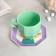 Tea couple ceramic "lavender", mug 200 ml, saucer 13 cm, green color