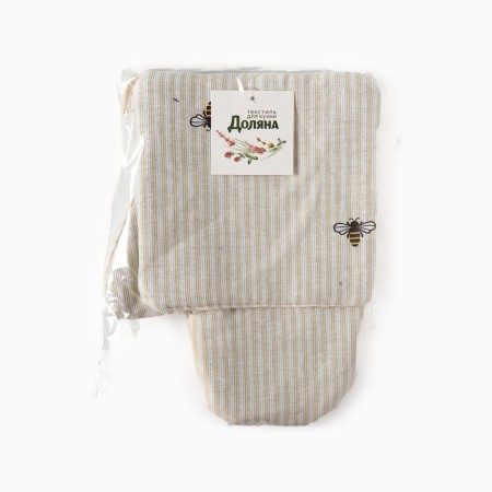 Set of kitchen. Dolyana "Bee": mittens 20x27 cm, 19x19 cm tack, mint 164 g/m2, 100% HL-5