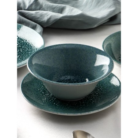Porcelain plate flat Natur Sea, D = 16.5 cm, turquoise color-8