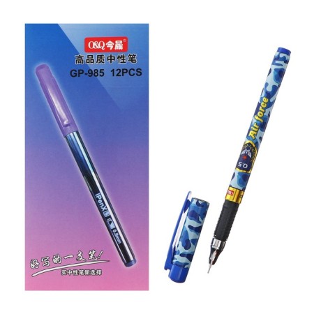 Gel pen 0.5 mm, black rod, case with a drawing "Millitari" (barcode on a piece)-1