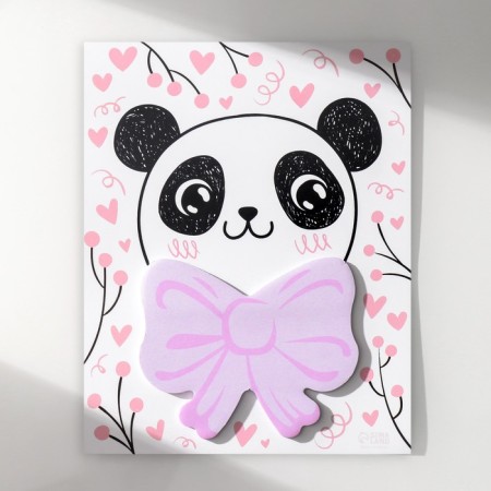 Magnet with a block "Panda with a bow" 12.5x15.7 cm-3