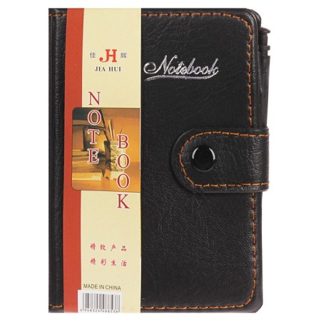 Notebook with A7 handle, 65 sheets in a ruler, PVC cover with a button fastener-4