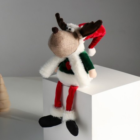 Interior doll "New Year's Sin in the red-green suit" Long legs 14x12x45 cm-2