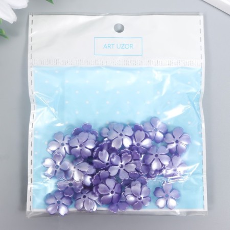 Beads for creativity plastic "Pearl Flower" set 40 pcs Violet 1.5x1.5 cm-3