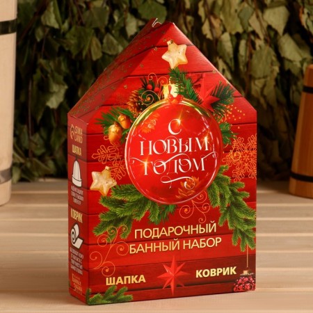Набор "Главный по бане" шапка, коврик-5