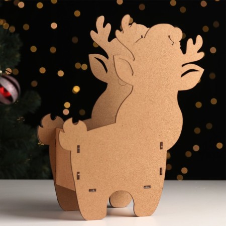 New Year. Kashpo Wooden New Year's "Olennok" 28x22.5x8.5 cm nut-2