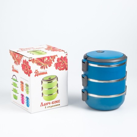 Lunch-Box "Dolyana", 1.5 l, 3 plates, retains heat 3 hours, 16 x 19 cm, mix-1
